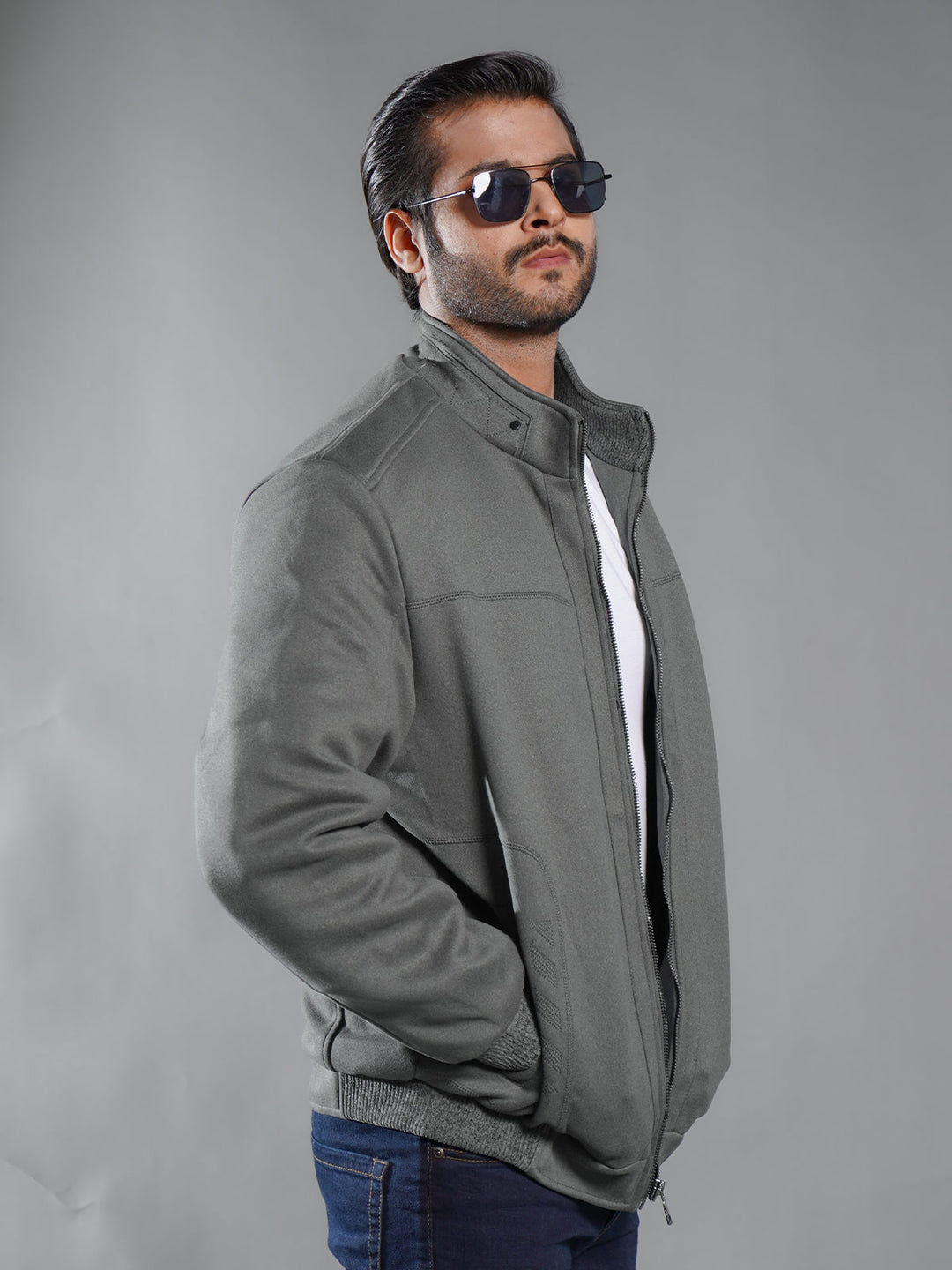 Dark Grey Imported Full Sleeves Suede Jacket (SJ-004)