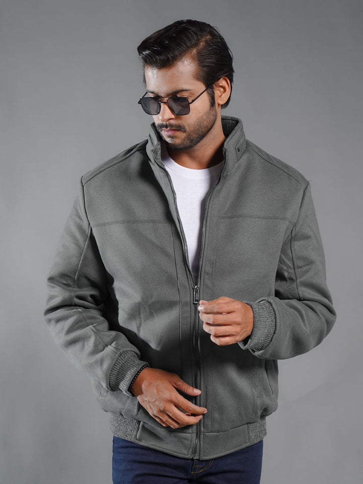 Dark Grey Imported Full Sleeves Suede Jacket (SJ-004)