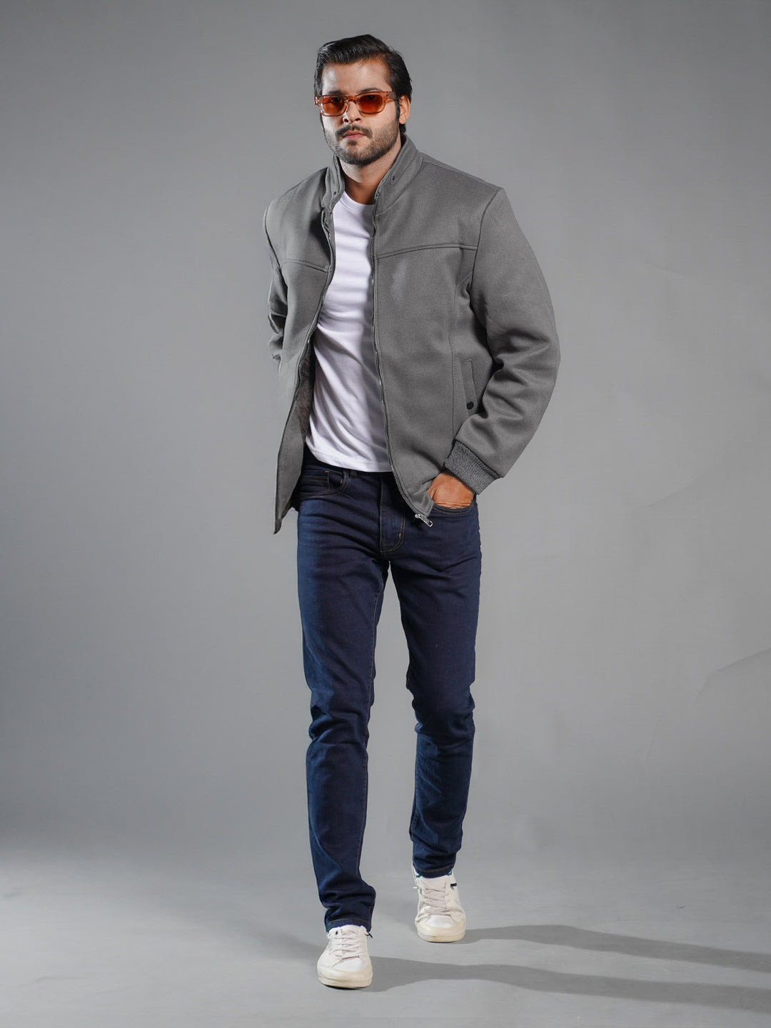 Dark Grey Imported Full Sleeves Suede Jacket (SJ-007)