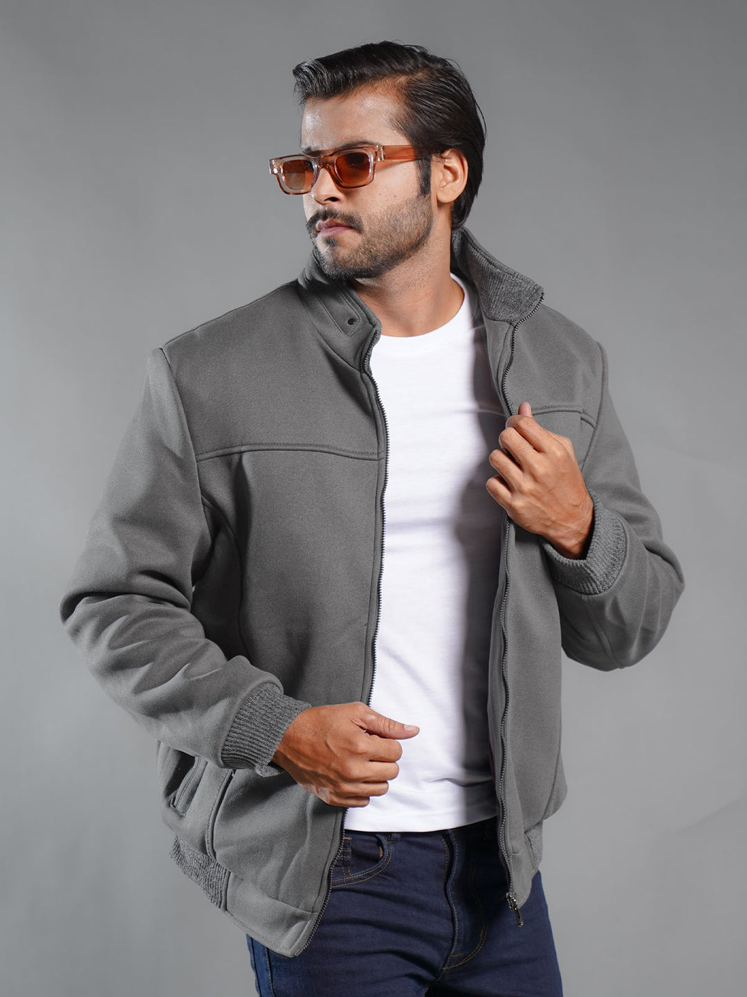 Dark Grey Imported Full Sleeves Suede Jacket (SJ-007)