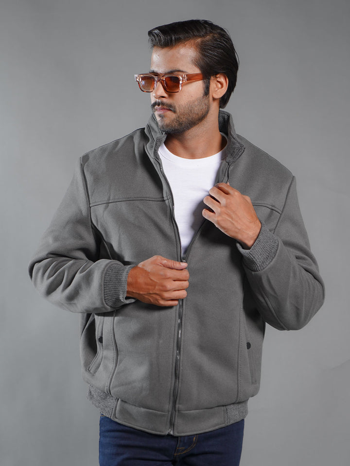 Dark Grey Imported Full Sleeves Suede Jacket (SJ-007)