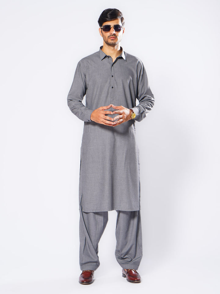 Ash Grey Self Exclusive Range Designer Shalwar Kameez  (SK-546)