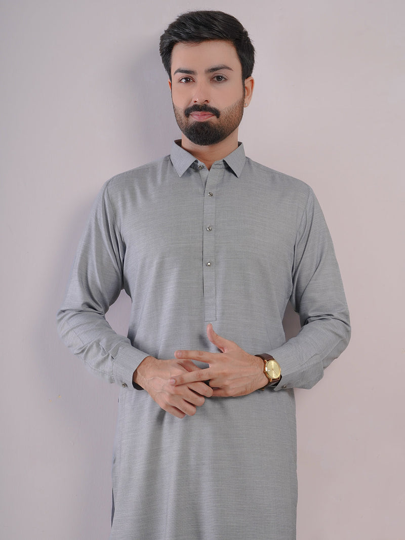 Light Grey Self Exclusive Range Designer Shalwar Kameez (SK-433)