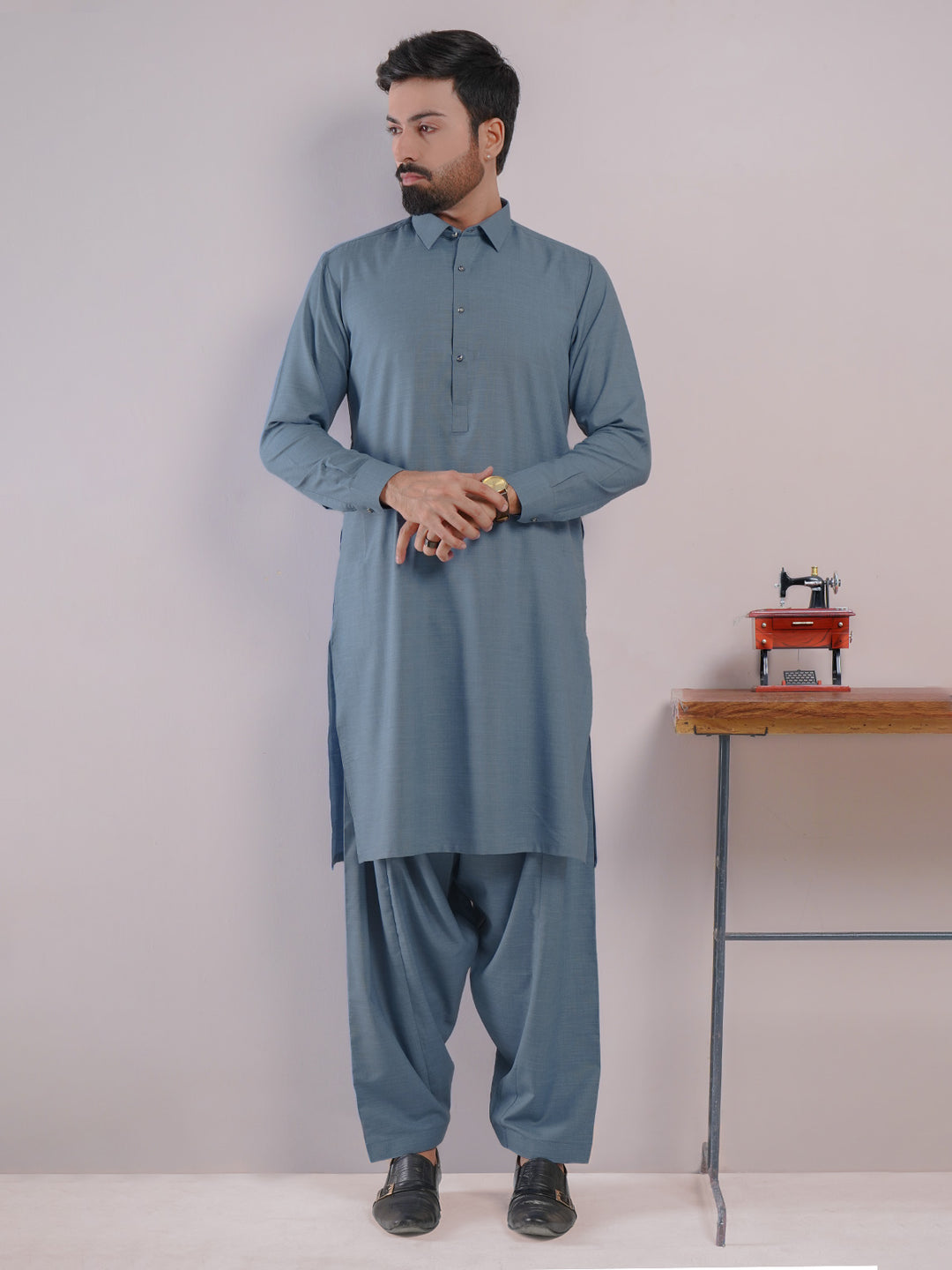 Blue Self Exclusive Range Designer Shalwar Kameez (SK-434)