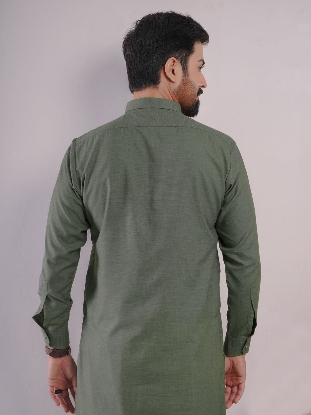 Olive Green Self Exclusive Range Designer Shalwar Kameez (SK-435)