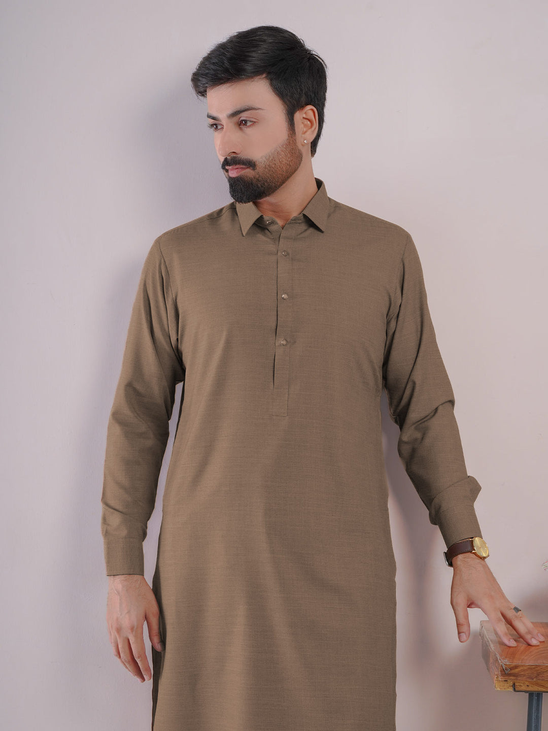 Brown Self Exclusive Range Designer Shalwar Kameez (SK-436)