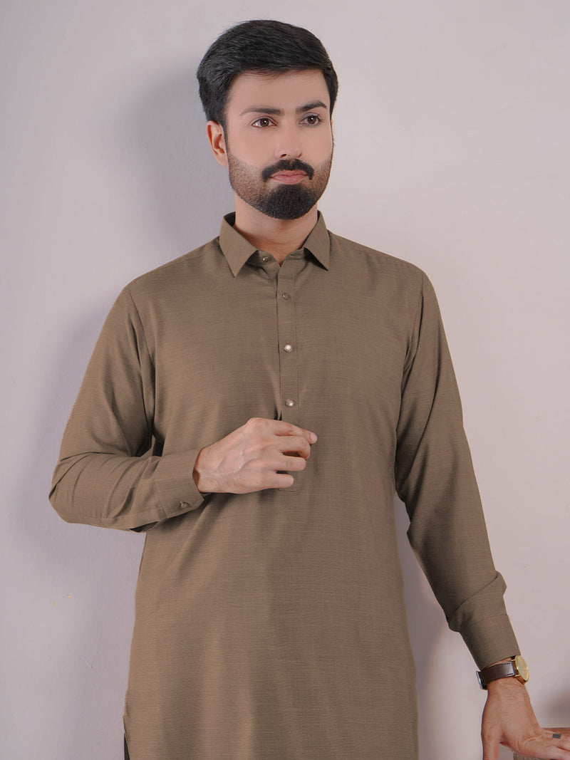 Brown Self Exclusive Range Designer Shalwar Kameez (SK-436)