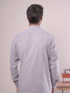 Light Grey Self Exclusive Range Ban Collar Designer Shalwar Kameez (SK-444)