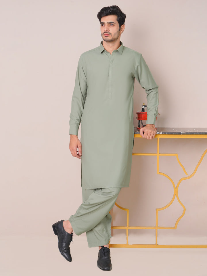 Sage Green Self Exclusive Range Designer Shalwar Kameez (SK-456)