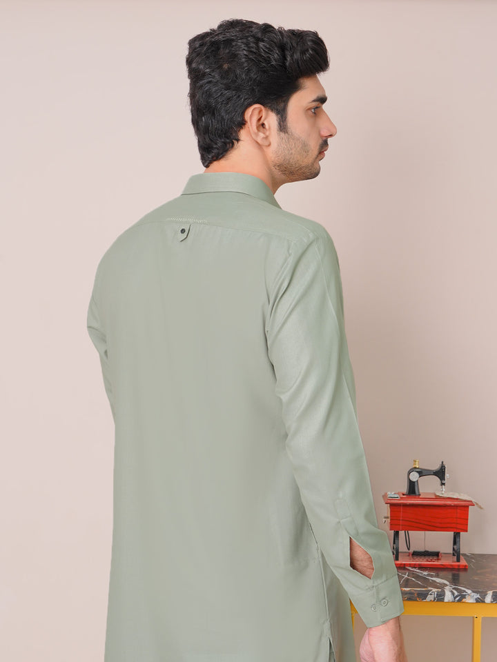 Sage Green Self Exclusive Range Designer Shalwar Kameez (SK-456)