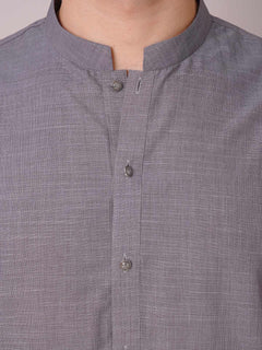 Purple Self Exclusive Range Ban Collar Designer Shalwar Kameez (SK-462)