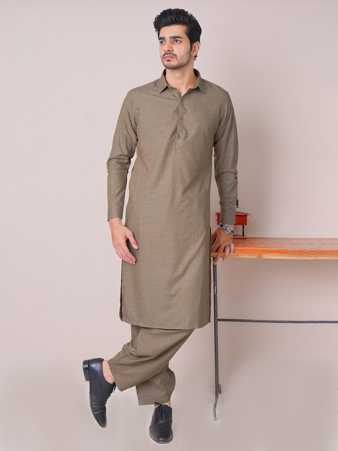 Beige Self Exclusive Range Designer Shalwar Kameez (SK-465)