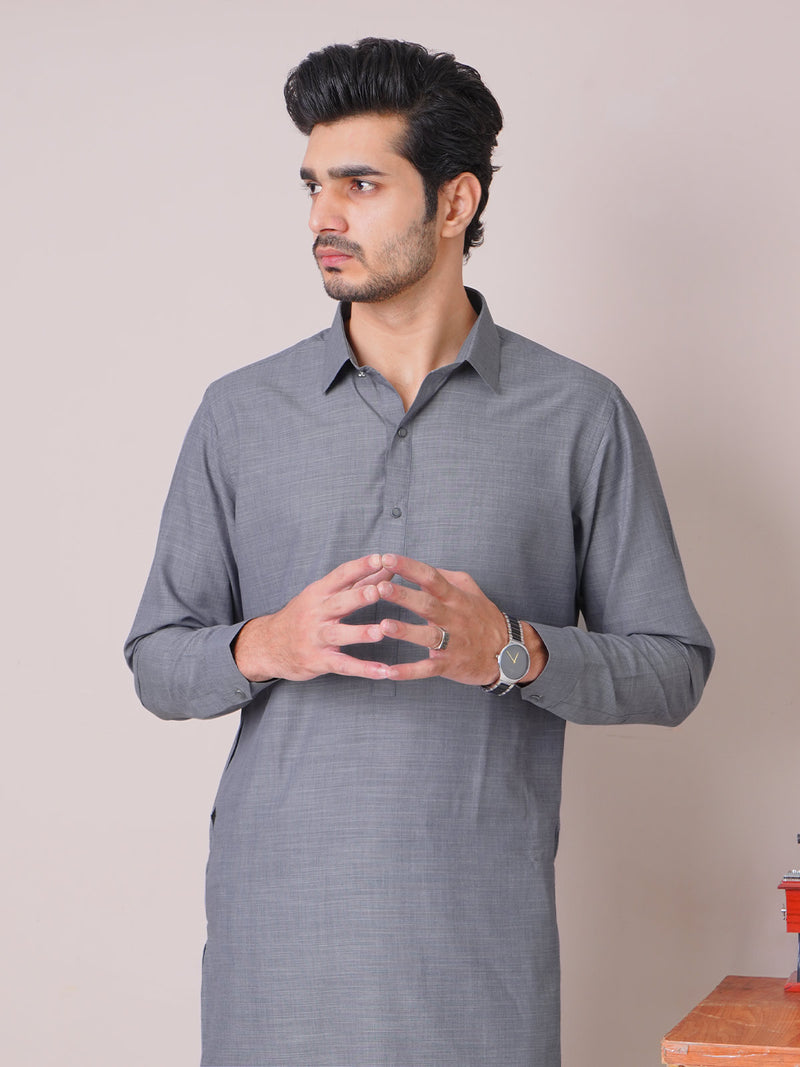 Grey Self Exclusive Range Designer Shalwar Kameez (SK-471)