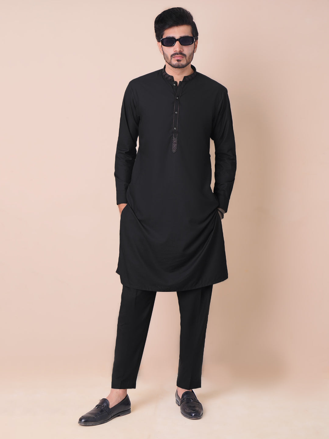 Black Self Exclusive Range Designer Kurta Pajama (SK-472)