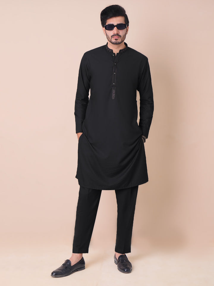 Black Self Exclusive Range Designer Kurta Pajama (SK-472)