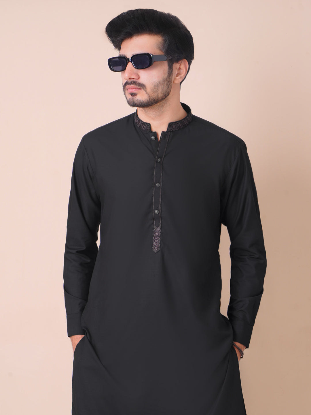 Black Self Exclusive Range Designer Kurta Pajama (SK-472)