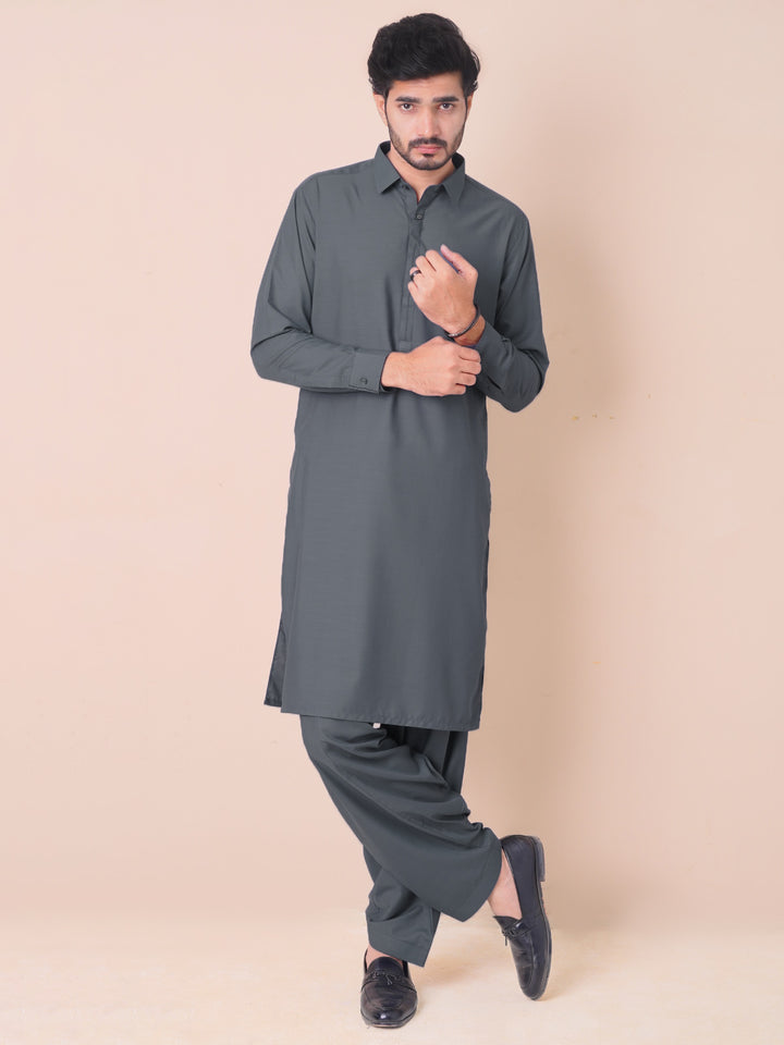 Charcoal Grey Self Exclusive Range Designer Shalwar Kameez (SK-473)