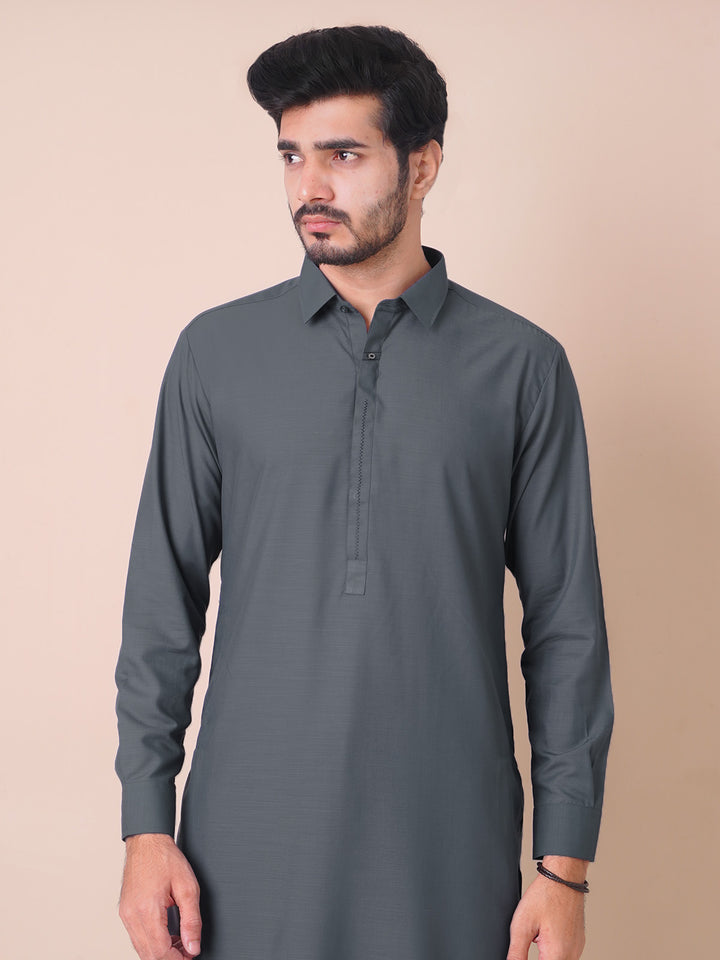 Charcoal Grey Self Exclusive Range Designer Shalwar Kameez (SK-473)