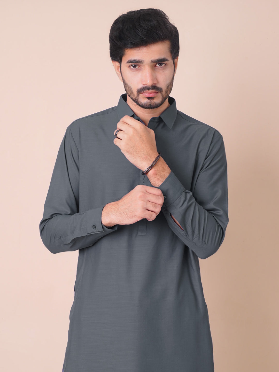 Charcoal Grey Self Exclusive Range Designer Shalwar Kameez (SK-473)