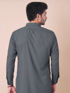 Charcoal Grey Self Exclusive Range Designer Shalwar Kameez (SK-473)