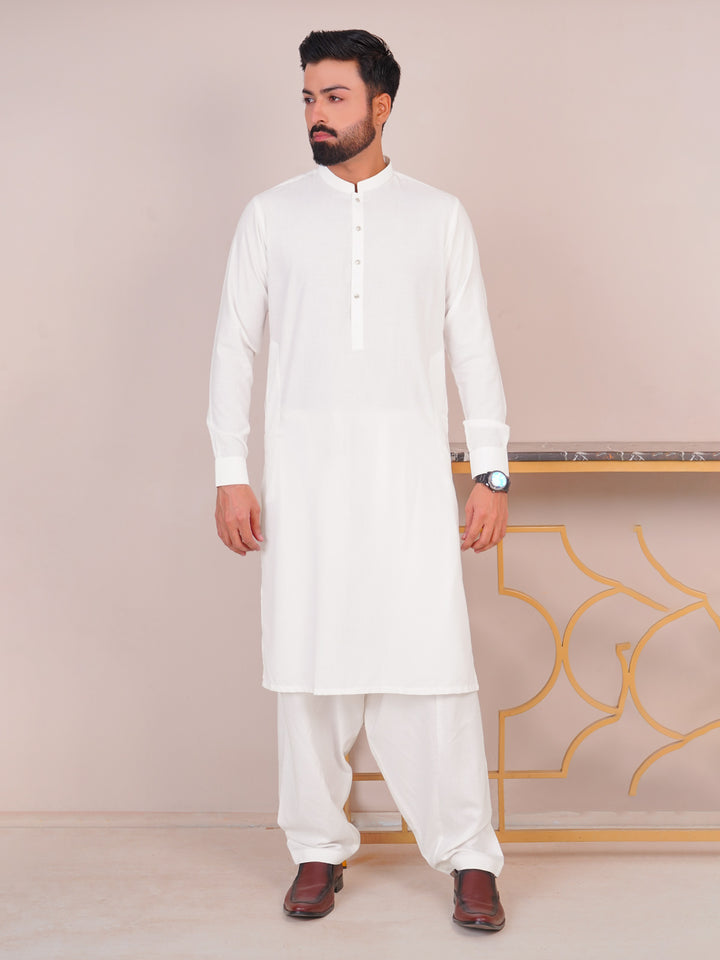 White Self Exclusive Range Designer Shalwar Kameez (SK-477)