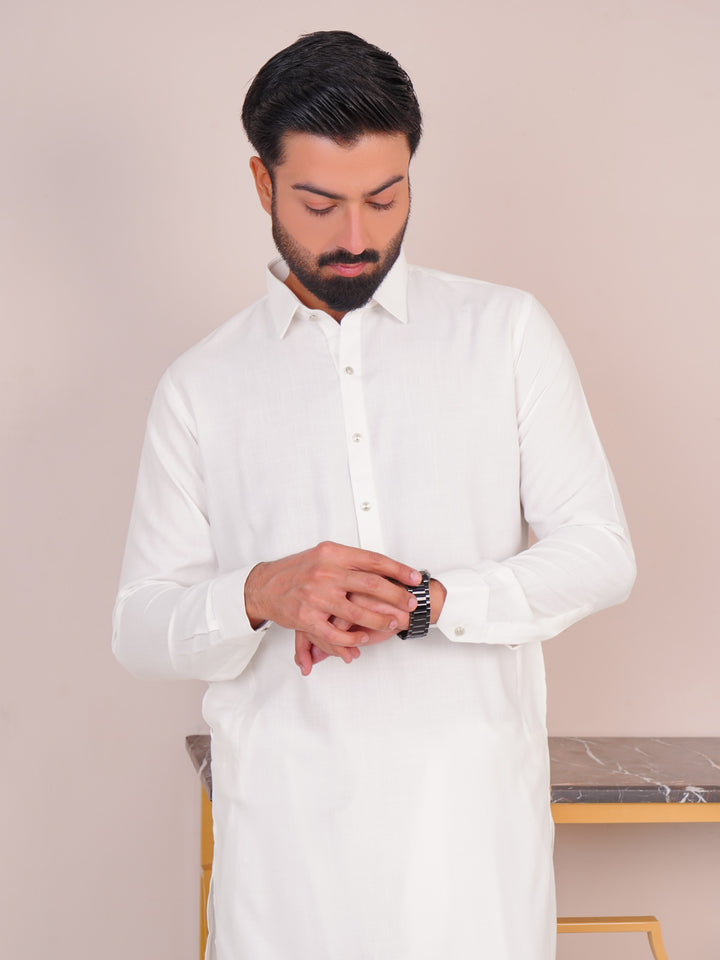 White Self Exclusive Range Designer Shalwar Kameez (SK-484)