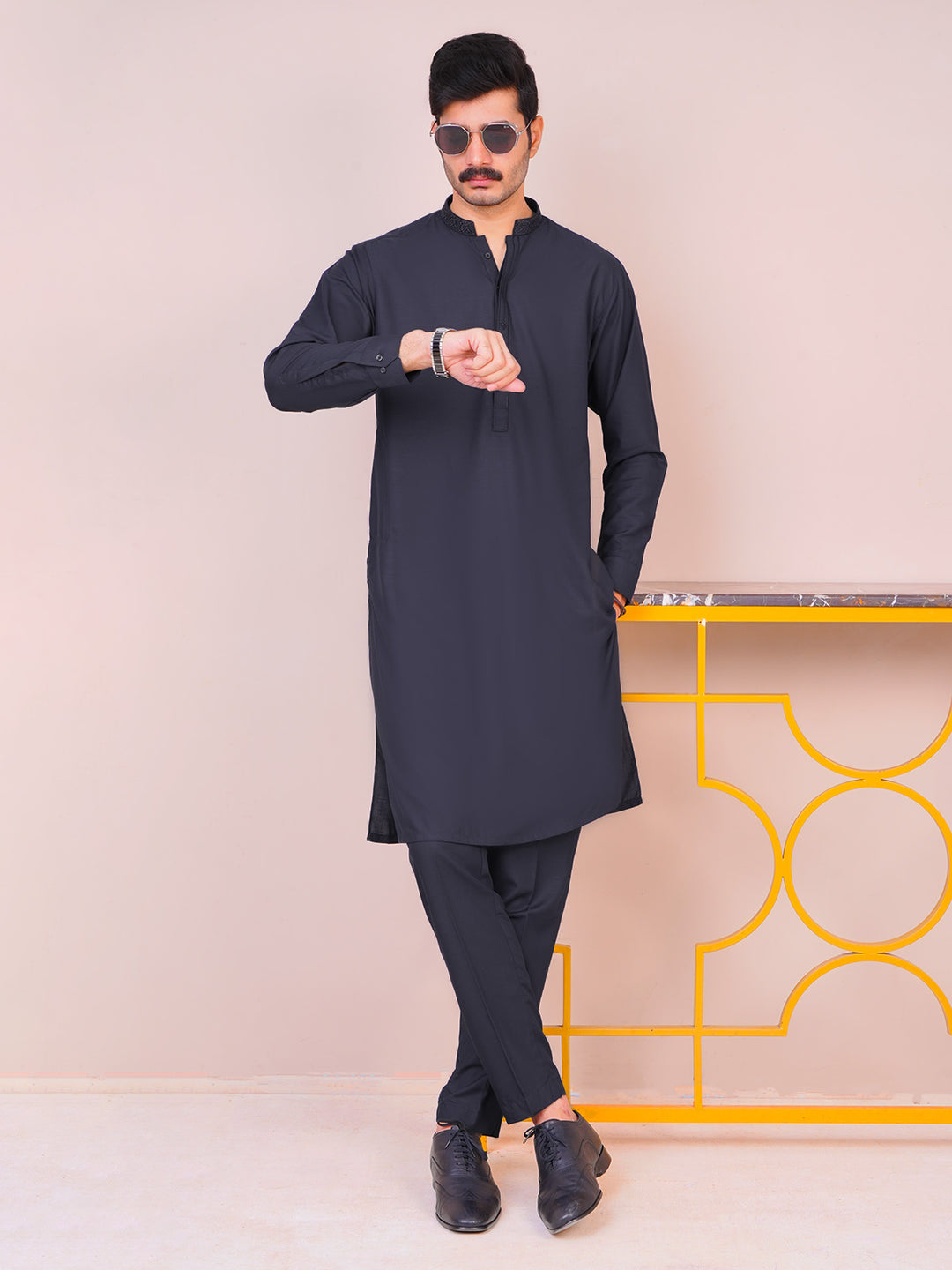 Navy Blue Self Exclusive Range Designer Kurta Pajama  (SK-488)