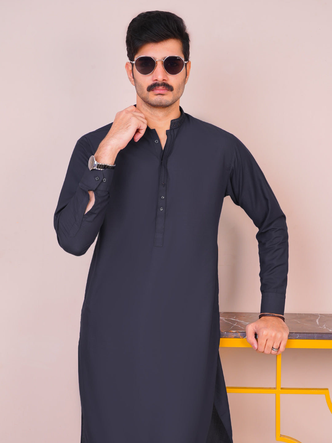 Navy Blue Self Exclusive Range Designer Kurta Pajama  (SK-488)