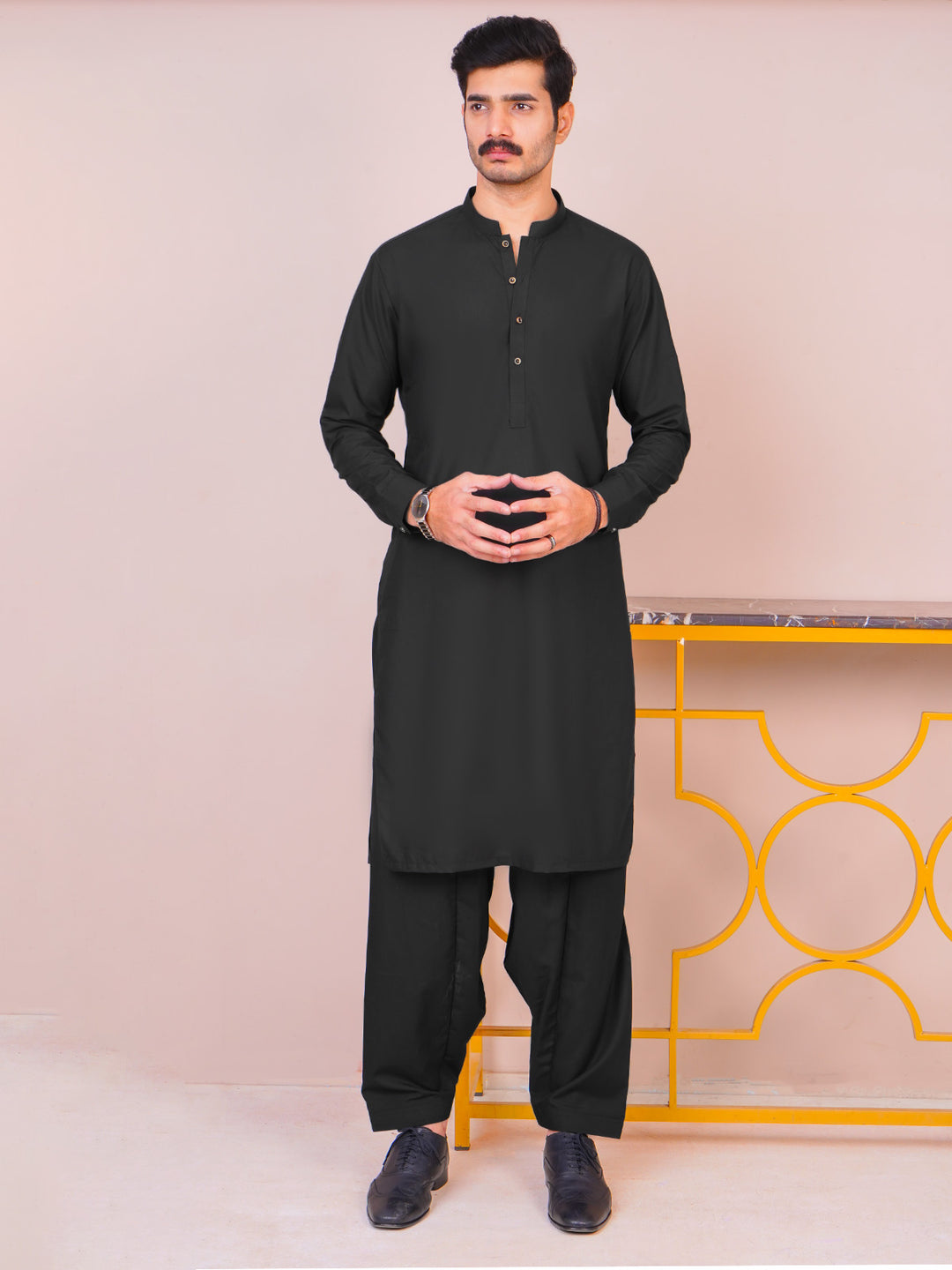 Black Plain Exclusive Range Designer Kurta Shalwar (SK-489)