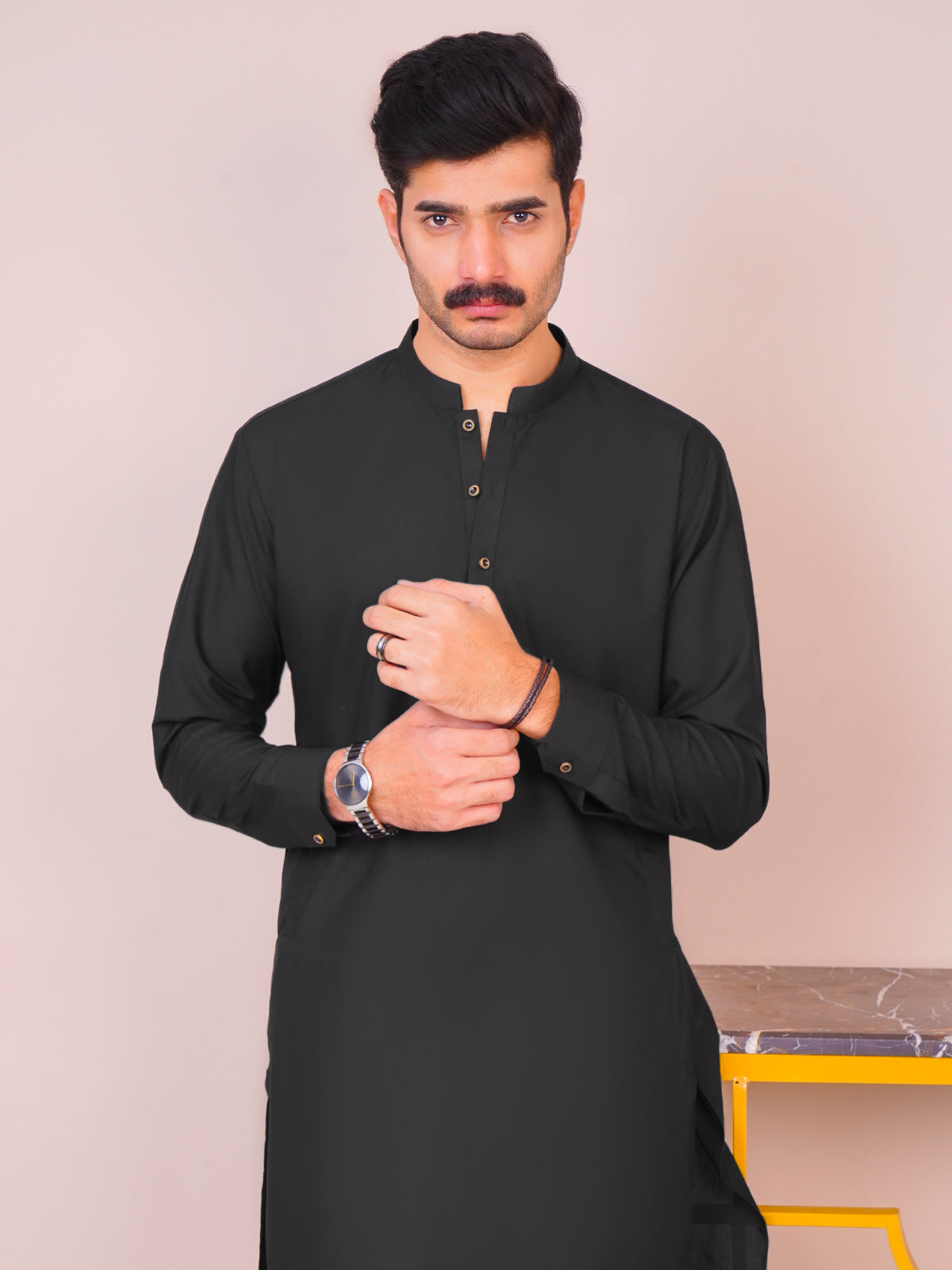 Black Plain Exclusive Range Designer Shalwar Kameez  (SK-489)
