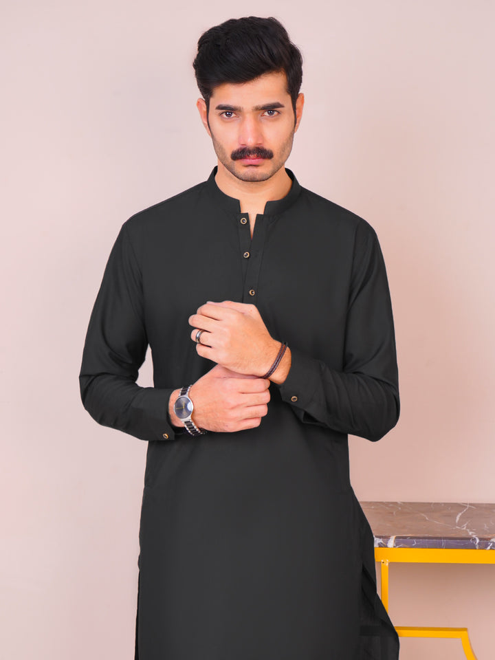 Black Plain Exclusive Range Designer Kurta Shalwar (SK-489)