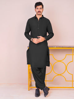 Black Self Exclusive Range Designer Shalwar Kameez  (SK-490)