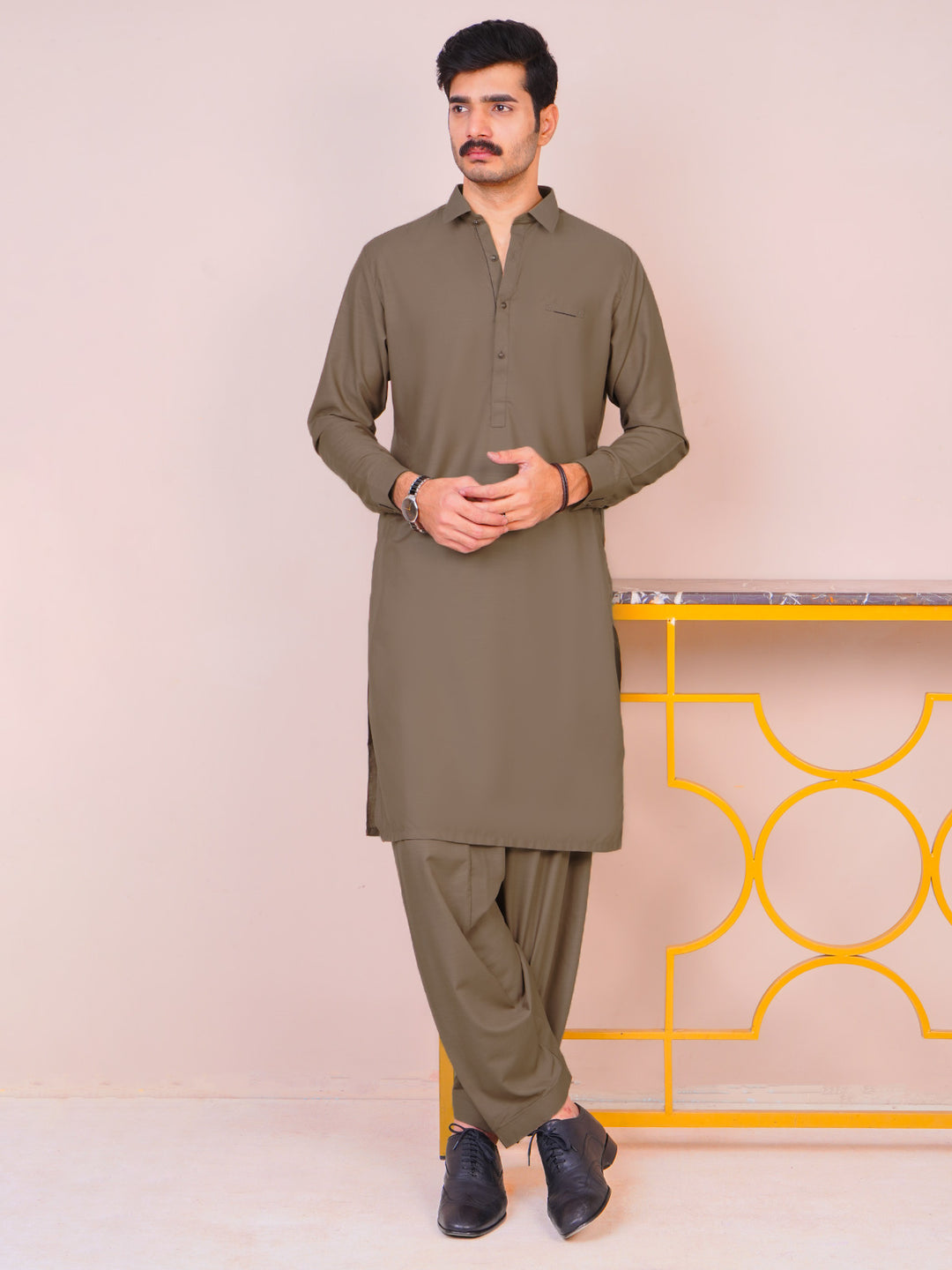 Brown Self Exclusive Range Designer Shalwar Kameez  (SK-491)