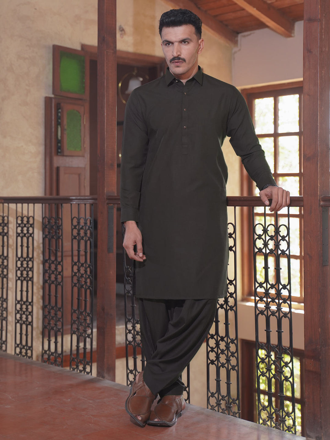 Dark Brown Self Exclusive Range Designer Shalwar Kameez  (SK-493)