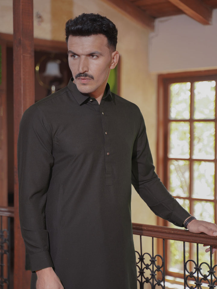 Dark Brown Self Exclusive Range Designer Shalwar Kameez  (SK-493)