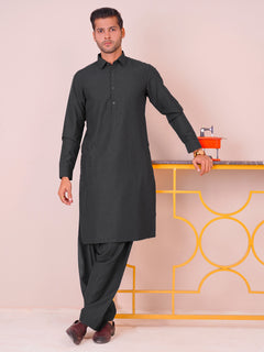 Charcoal Grey Self Exclusive Range Designer Shalwar Kameez  (SK-495)