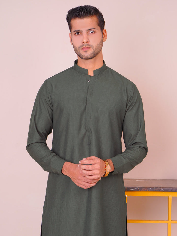 Olive Green Self Exclusive Range Designer Kurta Pajama  (SK-498)