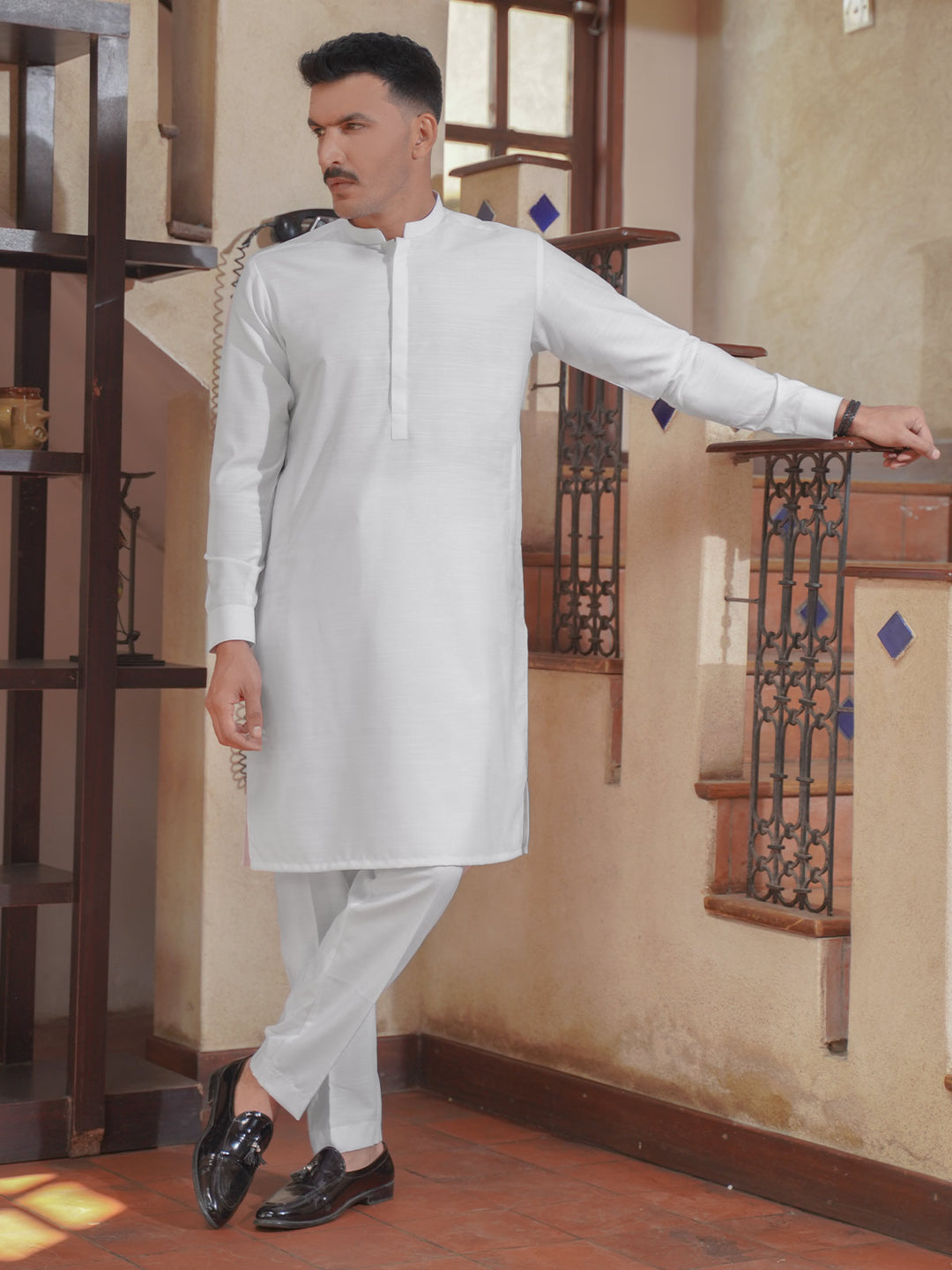 White Self Exclusive Range Designer Kurta Pajama  (SK-502)