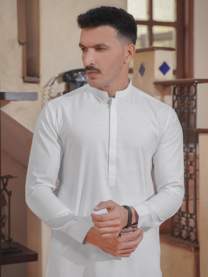 White Self Exclusive Range Designer Kurta Pajama  (SK-502)