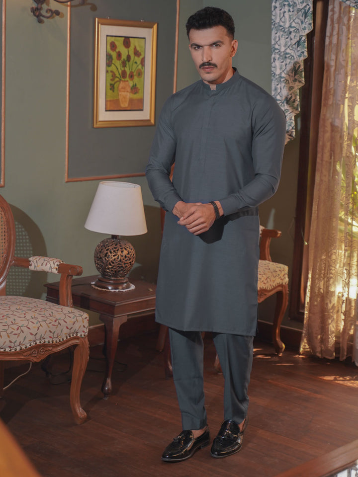 Dark Grey Self Exclusive Range Designer Kurta Pajama  (SK-503)