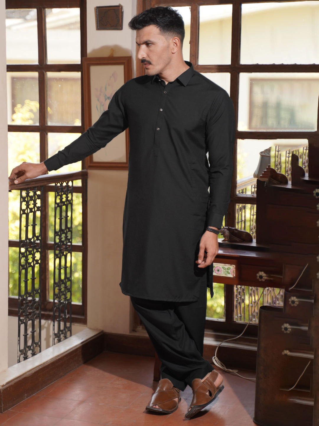 Black Self Exclusive Range Designer Shalwar Kameez  (SK-508)