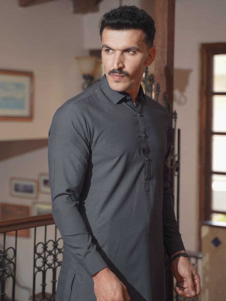 Dark Grey Self Exclusive Range Designer Shalwar Kameez  (SK-510)