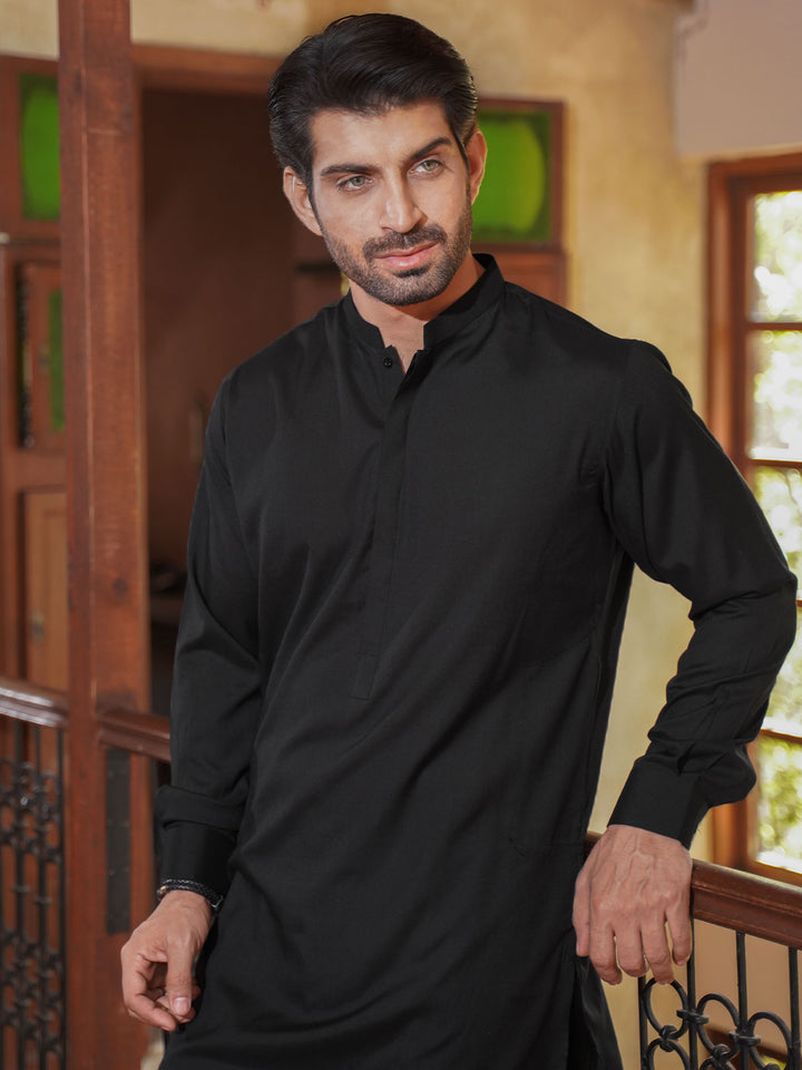 Black Plain Exclusive Range Designer Kurta Pajama  (SK-513)