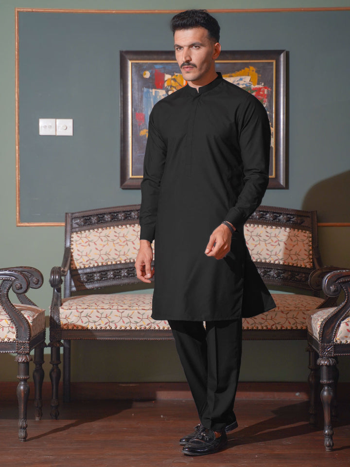 Black Plain Exclusive Range Designer Kurta Pajama  (SK-517)