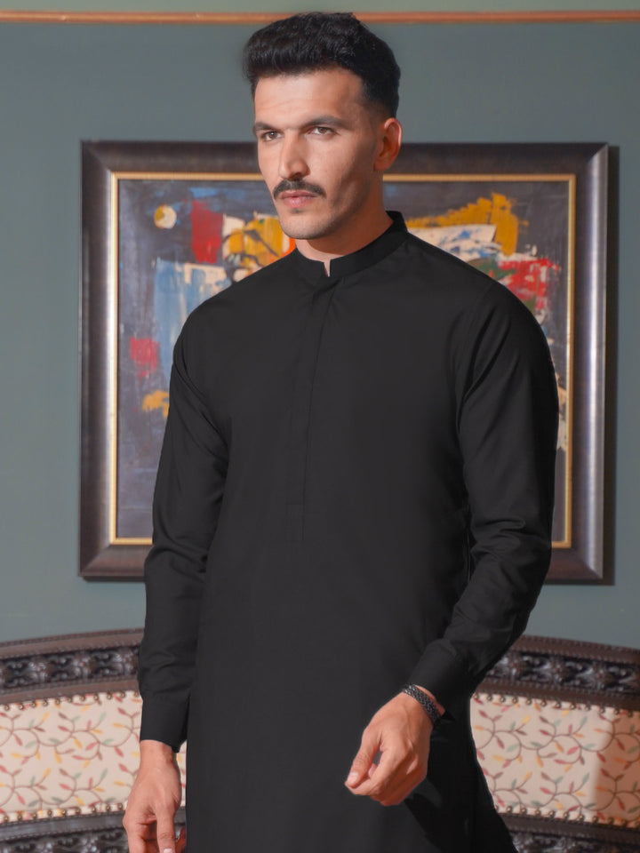 Black Plain Exclusive Range Designer Kurta Pajama  (SK-517)