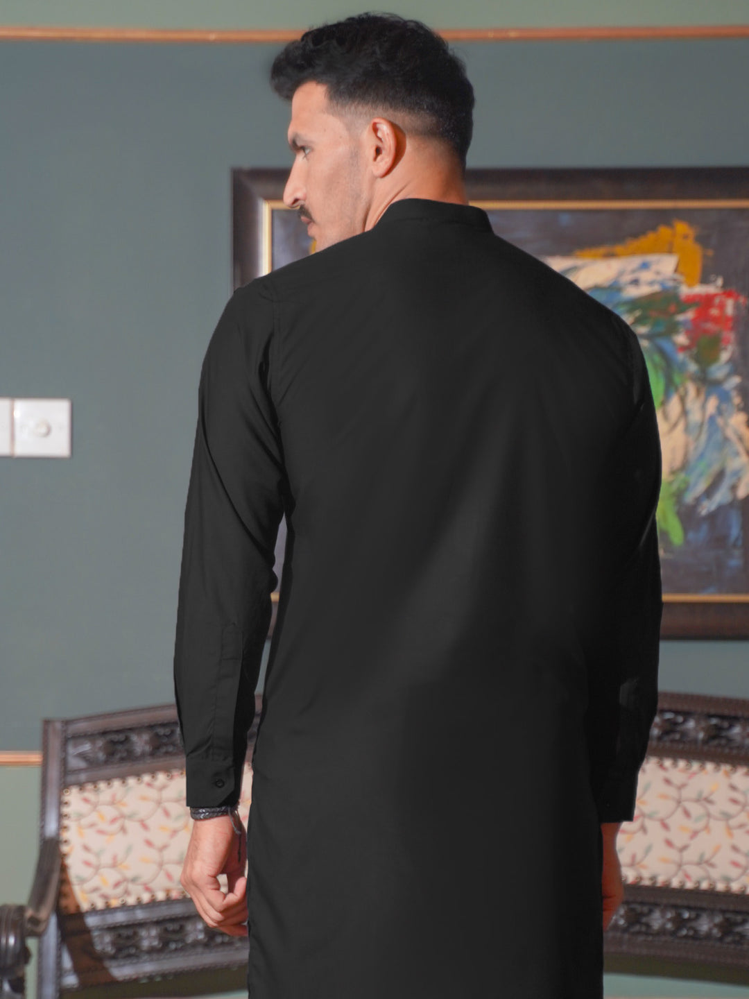 Black Plain Exclusive Range Designer Kurta Pajama  (SK-517)