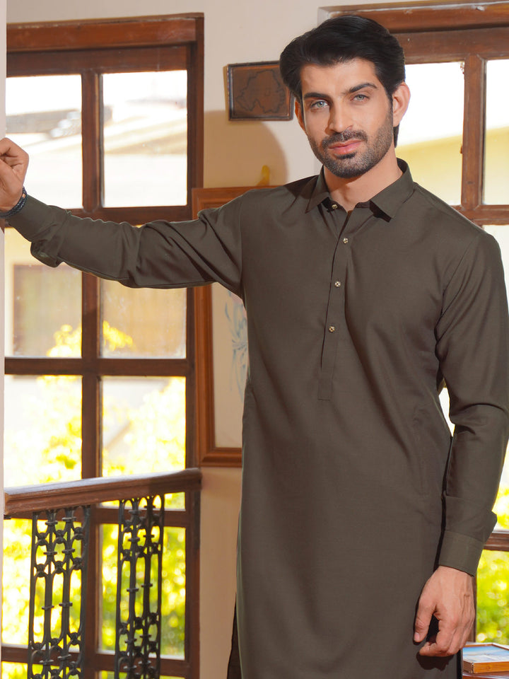 Dark Brown Self Exclusive Range Designer Shalwar Kameez   (SK-519)