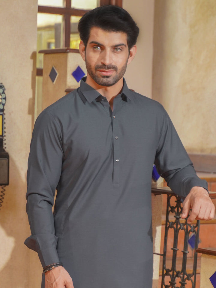 Grey Self Exclusive Range Designer Shalwar Kameez   (SK-520)