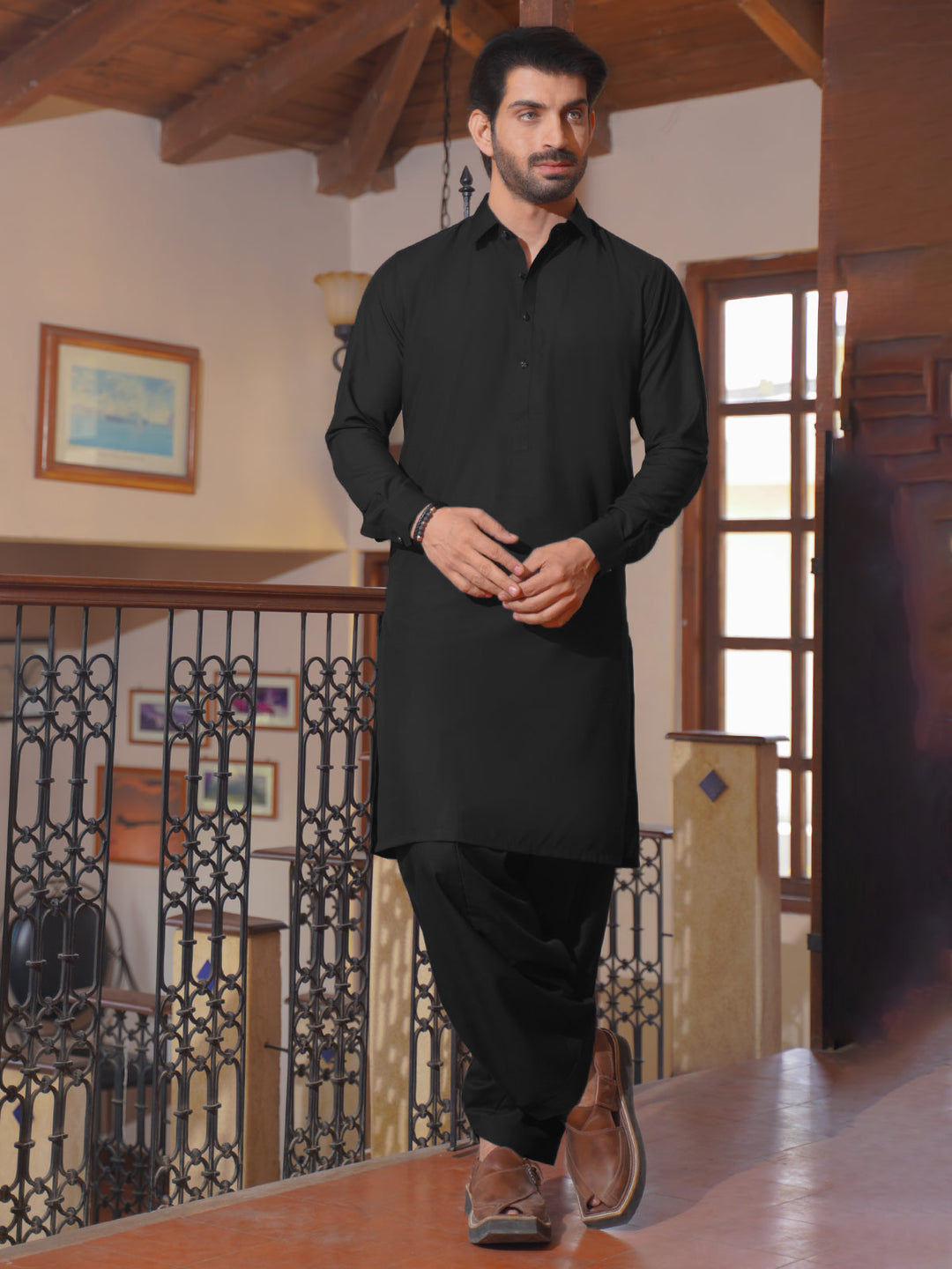 Black Self Exclusive Range Designer Shalwar Kameez  (SK-524)