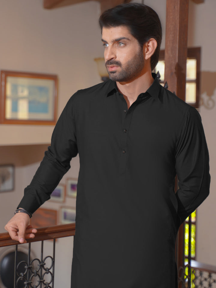 Black Self Exclusive Range Designer Shalwar Kameez  (SK-524)